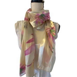 Womens Sheer Floral scarf with floral Pink design